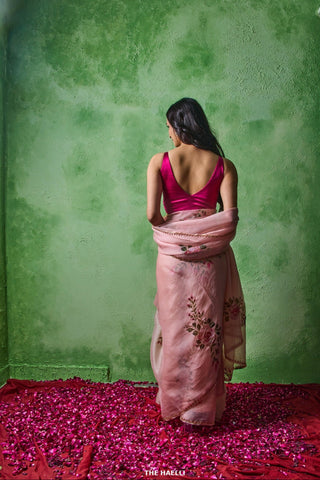 Gulaab Rose Organza Silk Saree