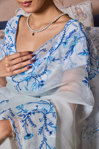 Jaal White Organza Saree