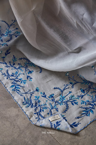 Jaal White Organza Saree