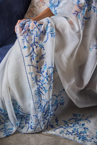 Jaal White Organza Saree