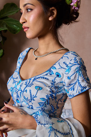 Jaal White Satin Silk Blouse