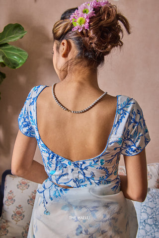 Jaal White Satin Silk Blouse