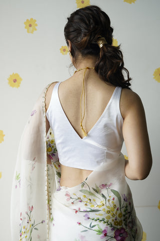 Velora White Stretchable Blouse