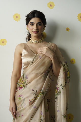 Velora Beige Stretchable Blouse