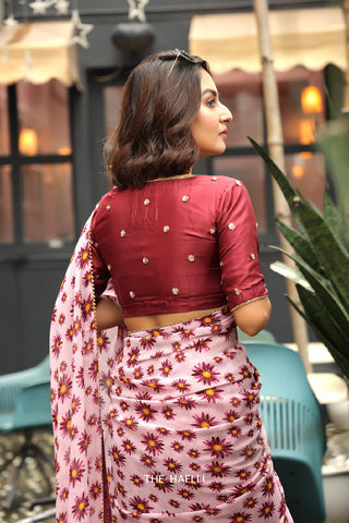 Noori Maroon Hand-Embroidered Blouse