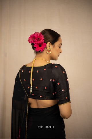 Noori Black Hand-Embroidered Blouse