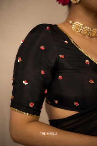 Noori Black Hand-Embroidered Blouse