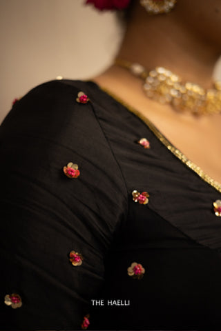 Noori Black Hand-Embroidered Blouse