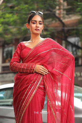 Aura Ruby Red Hand-Embroidered blouse