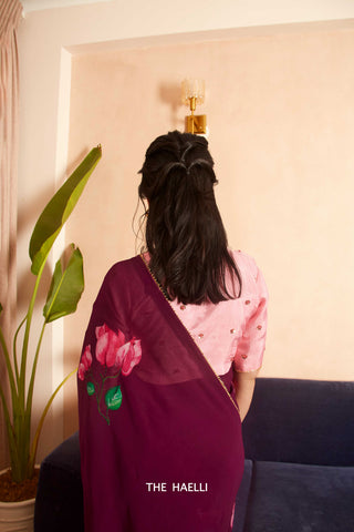 Noori Pink Hand-Embroidered Silk Blouse