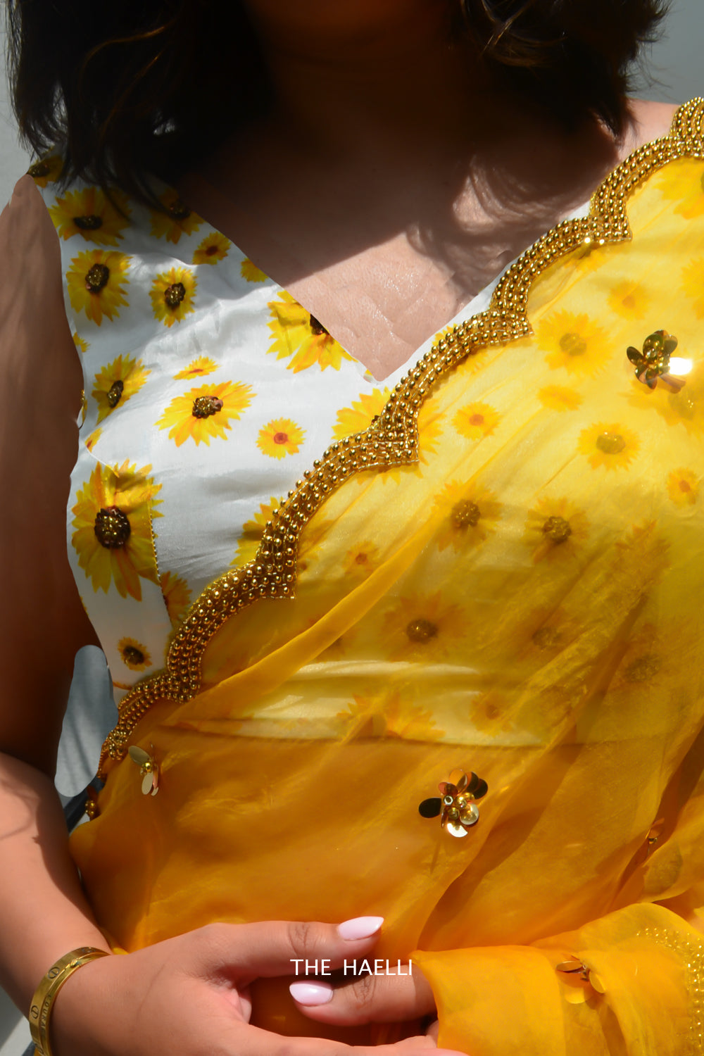 Sunflower White Hand-Embroidered Blouse