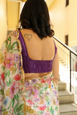 Sona Purple Hand-embroidered blouse