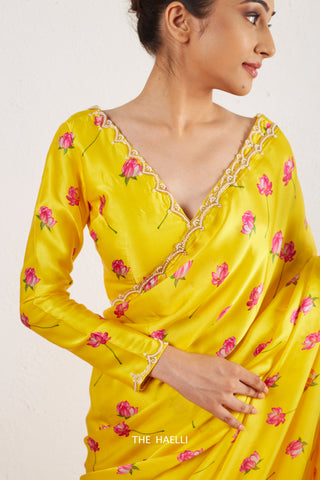 Nadia Yellow Satin Silk Blouse