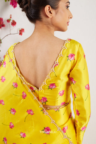 Nadia Yellow Satin Silk Blouse