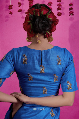 Pari Blue Tussar Silk Blouse