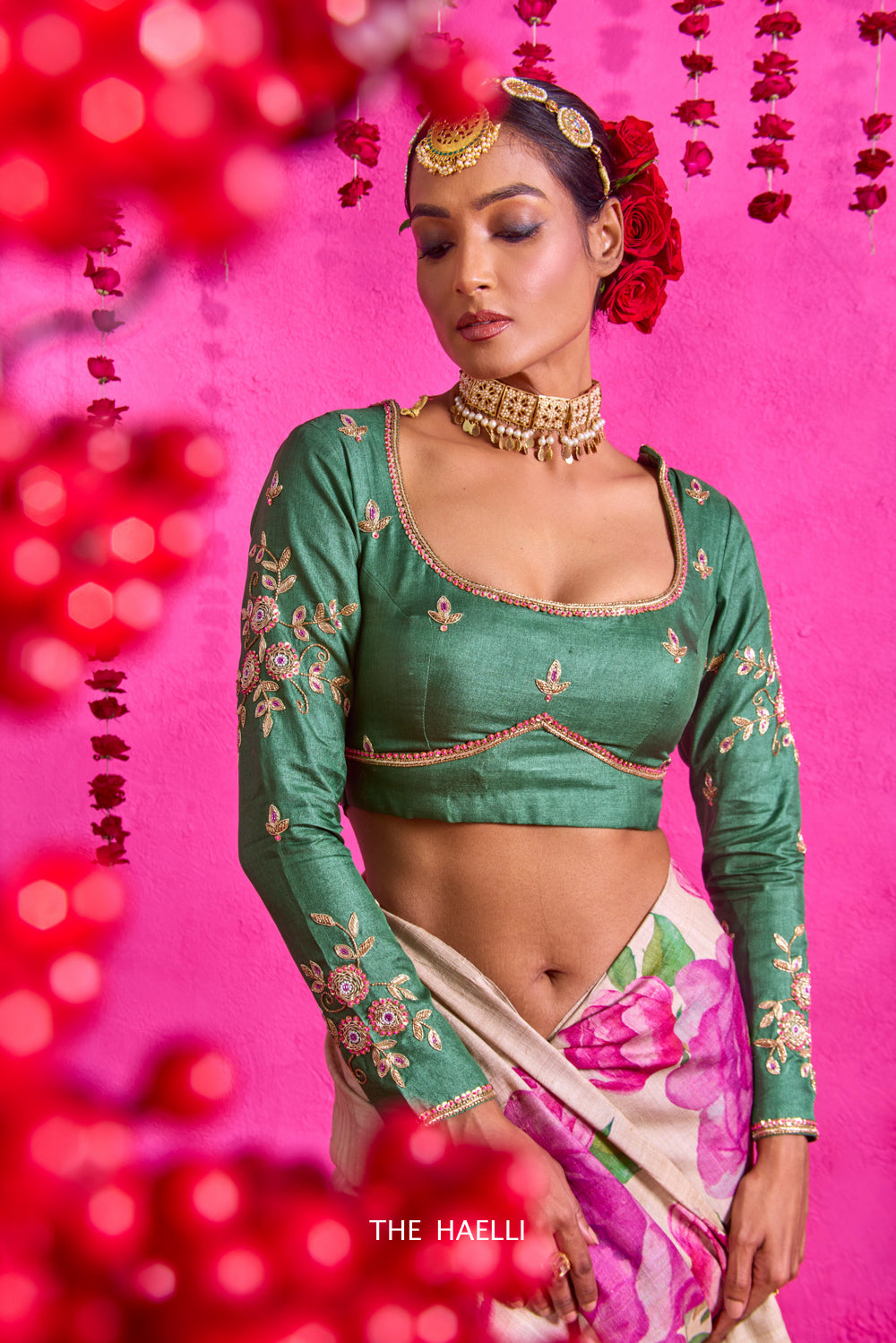 Firdaus Green Tussar Silk Blouse