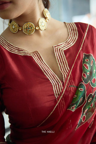 Mishti Red Silk Blouse