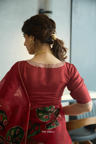 Mishti Red Silk Blouse