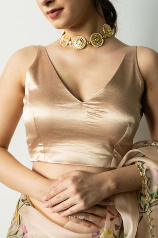 Velora Beige Stretchable Blouse