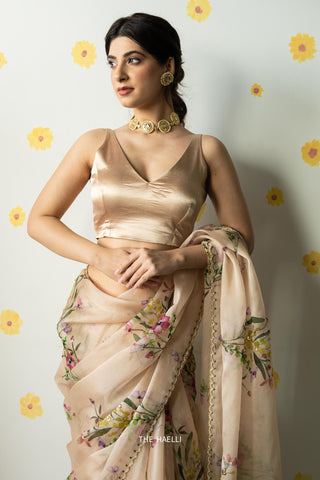 Velora Beige Stretchable Blouse