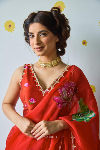 Nadia Red Satin Silk Blouse