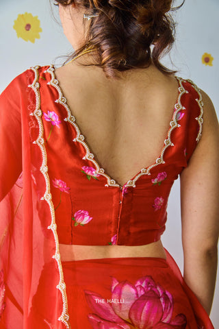 Nadia Red Satin Silk Blouse