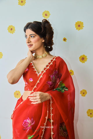 Nadia Red Satin Silk Blouse