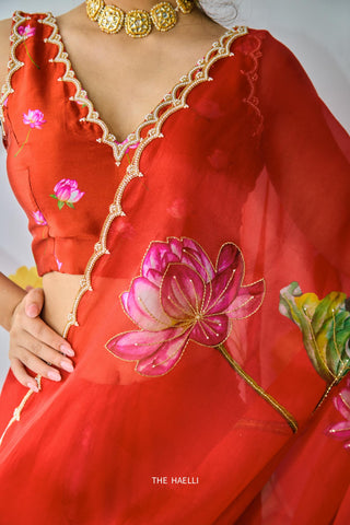 Nadia Red Satin Silk Blouse