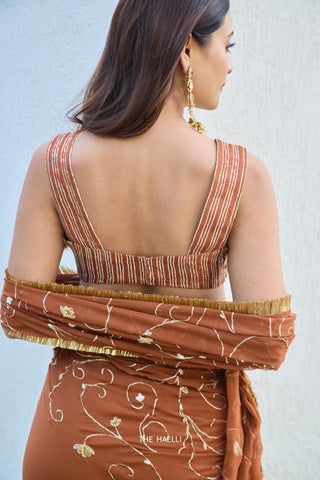 Veena Brown Silk Blouse