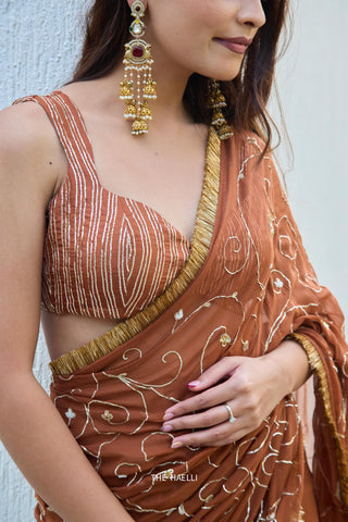Veena Brown Silk Blouse