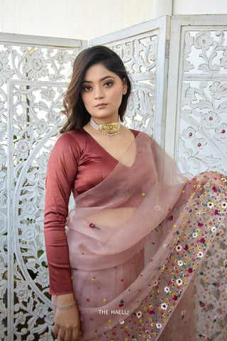 Velora Cinnamon Sleeves Stretchable Blouse