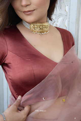 Velora Cinnamon Sleeves Stretchable Blouse