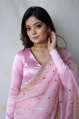 Velora Pink Sleeves Stretchable Blouse