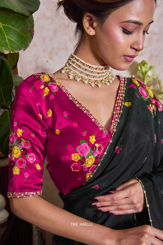 Chameli Black Silk Saree