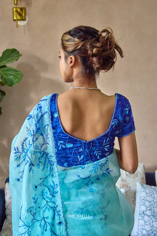 Jaal Blue Satin Silk Blouse