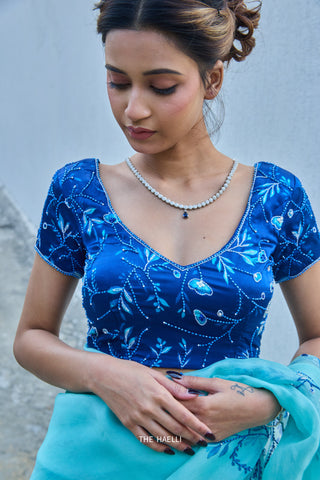 Jaal Blue Satin Silk Blouse