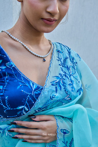 Jaal Blue Satin Silk Blouse