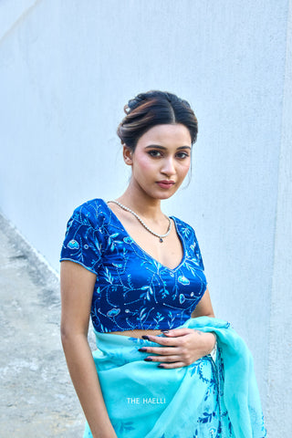 Jaal Blue Satin Silk Blouse