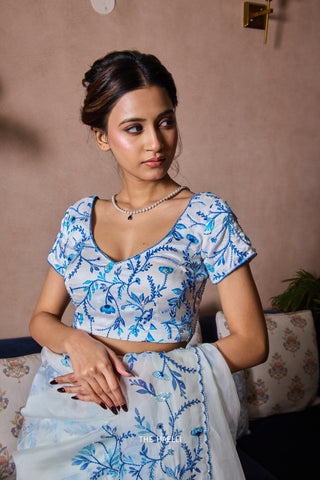 Jaal White Satin Silk Blouse