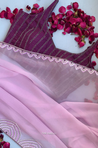 Flamingo Purple Uppada Silk Blouse