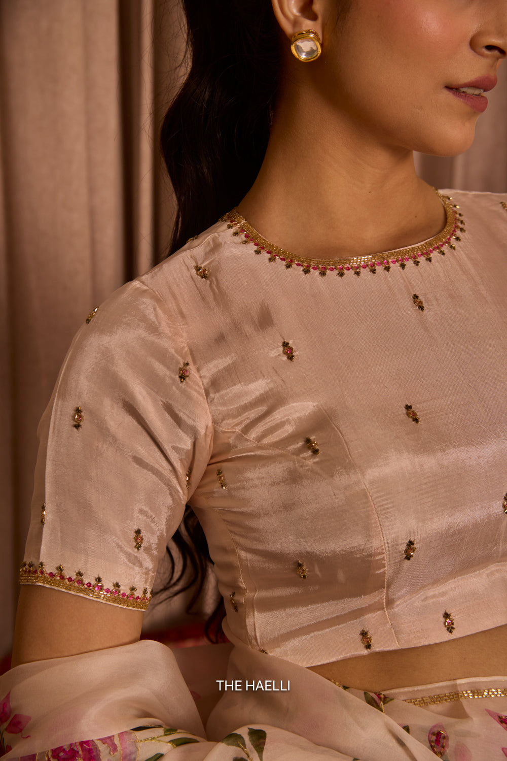 Aaina Beige Uppada Silk Blouse