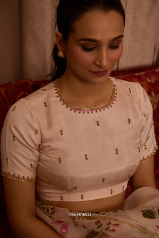 Aaina Beige Uppada Silk Blouse