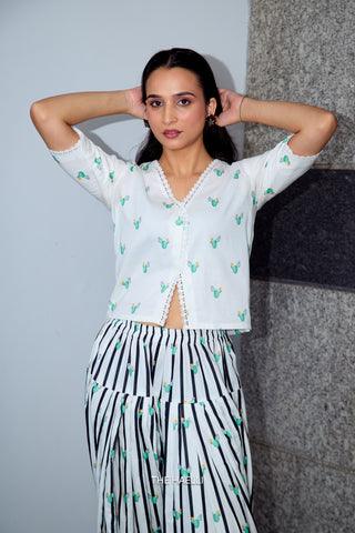 Cactus Dew White Cotton Top