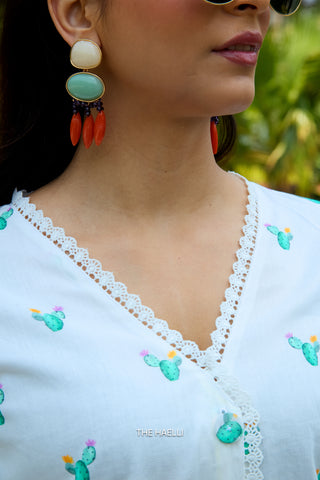 Cactus Dew White Cotton Top