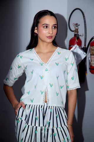 Cactus Dew White Cotton Top