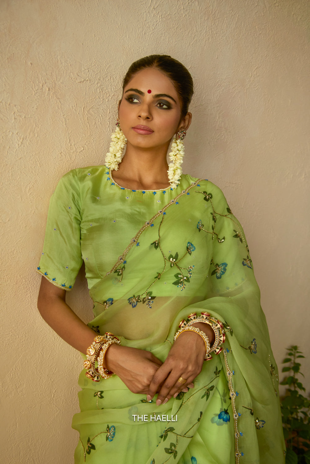 Mohna Pistachio Uppada Silk Blouse