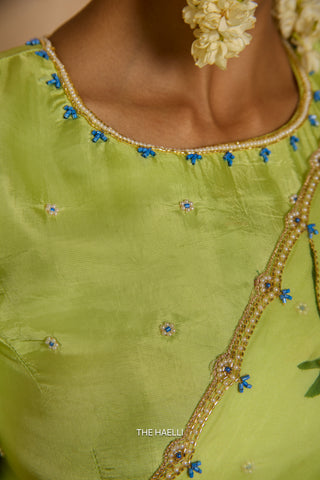 Mohna Pistachio Uppada Silk Blouse