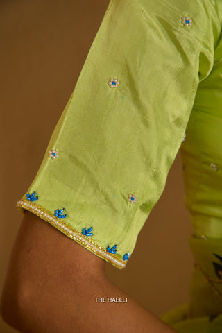Mohna Pistachio Uppada Silk Blouse
