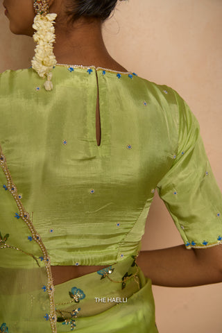 Mohna Pistachio Uppada Silk Blouse