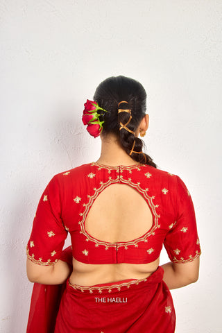 Kavi Red Mul Chanderi Blouse